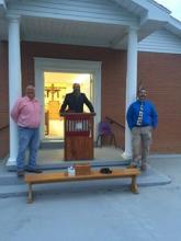 Pastor Tony Embry (center) along with Deacons Randy Sublett and James Shepherd