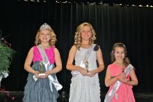 Girls 8 to 12 years:  1st place - Taylor Burden (parents Chris and Tracy Burden); 2nd place - Conley Gracelyn Moore (parents Greg and Chasity Moore); 3rd place - Trinity Rayne Martin (parents Willie Martin and Holly Pedigo)  