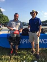 Fisherman Dustin Coots and Gander Store Manager Chris Robbins