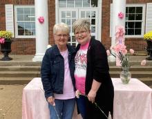 Patty Glass and her daughter Lori Gary, the first mother- daughter speakers for Turn Morgantown Pink