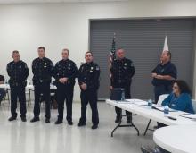 Morgantown Police Department officers were recognized during the meeting by Chief Charles Swiney and Mayor Phelps for their efforts in the recent rash of burglaries and car break-ins. 