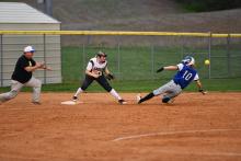 Bayleigh Alford is safe at third.  photo by Jerry Hinton