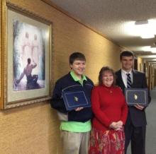 Coty Havens, Karen Larsen, Teacher, and Jordan Bryant.