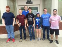 From left; Jeremy Womack, Nolan Johnson, Joe K. Morris, Riley Slaughter, Naomi Cade, Isaiah Arnold, and Ian Embry.