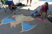 Harlie VanMeter and her creation.