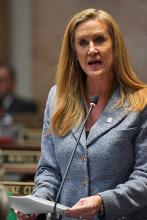 Rep. Susan Witten, R-Louisville, speaks on House Bill 160 on the House floor on Tuesday. The bill would ensure qualified manufactured homes that meet strict standards for size, age and permanent foundation are treated the same as site-built homes in single family residential zones.