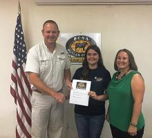 Chad Tyree BCSA Chairperson, Maddie McKinney scholarship recipient, and Alonda Imbruglio Board Member.