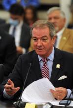 A photo of House Speaker David W. Osborne, R-Prospect, explaining House Joint Resolution 1 during a legislative committee hearing on Tuesday.