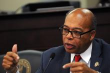 Senate Minority Caucus Chair Reginald Thomas, D-Lexington, speaking about new academic standards for social studies.